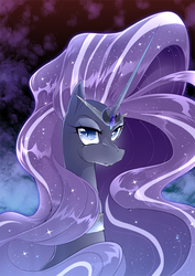 Size: 600x849 | Tagged: safe, artist:yukina-namagaki, nightmare rarity, pony, g4, bust, female, looking at you, mare, solo