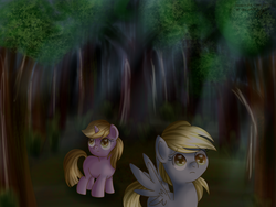 Size: 1200x900 | Tagged: safe, artist:bubblehun, derpy hooves, dinky hooves, pegasus, pony, g4, duo, female, mare