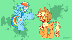 Size: 7000x3938 | Tagged: safe, artist:scobionicle99, applejack, rainbow dash, earth pony, pegasus, g4