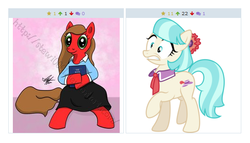 Size: 545x311 | Tagged: safe, coco pommel, derpibooru, g4, exploitable meme, juxtaposition, juxtaposition win, meme, meta, mormons