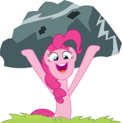 Size: 6000x6027 | Tagged: safe, artist:dasprid, pinkie pie, g4, absurd resolution, female, grass, rock, simple background, solo, transparent background, vector