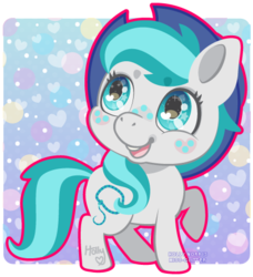 Size: 433x475 | Tagged: safe, artist:miss-glitter, oc, oc only, earth pony, pony, feather, female, freckles, mare, solo