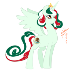 Size: 1000x1000 | Tagged: safe, artist:lruika, oc, oc only, alicorn, pony, alicorn oc, mexico, nation ponies, solo