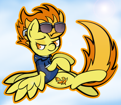 Size: 2324x2014 | Tagged: safe, artist:dahhez, spitfire, pegasus, pony, g4, clothes, female, high res, mare, outline, simple background, solo, sunglasses, uniform, upside down, white background, wonderbolts dress uniform