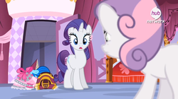 Size: 637x357 | Tagged: safe, screencap, rarity, sweetie belle, for whom the sweetie belle toils, g4