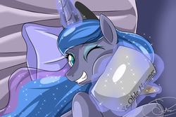 Size: 1000x667 | Tagged: safe, artist:the0ne-u-lost, princess luna, g4, female, hammer, solo