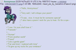Size: 505x335 | Tagged: safe, maud pie, g4, /mlp/, 4chan, 4chan screencap, anon in equestria, greentext, poem, poetry, rejection, rejection is magic, sad, text