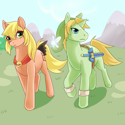 Size: 900x900 | Tagged: safe, artist:hylianguardians, link, navi, ponified, the legend of zelda