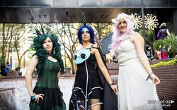 Size: 2048x1278 | Tagged: safe, nightmare moon, queen chrysalis, human, g4, cosplay, irl, irl human, photo