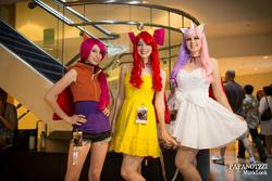 Size: 2048x1366 | Tagged: safe, artist:rougeleaderred, apple bloom, scootaloo, sweetie belle, human, g4, clothes, cosplay, cutie mark crusaders, dragoncon, dress, irl, irl human, photo