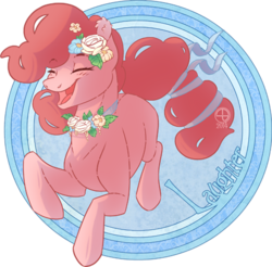 Size: 450x442 | Tagged: safe, artist:thomisus, pinkie pie, g4, female, flower, laughing, modern art, nouveau, out of frame, solo