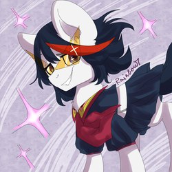 Size: 2048x2048 | Tagged: safe, artist:yukomaussi, pony, crossover, glasses, high res, kamina sunglasses, kill la kill, ponified, ryuko matoi, senketsu, solo