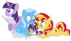 Size: 1000x575 | Tagged: safe, artist:dm29, flash sentry, sunset shimmer, trixie, twilight sparkle, alicorn, pegasus, pony, unicorn, g4, backwards cutie mark, counterparts, cute, diasentres, diatrixes, doll, julian yeo is trying to murder us, magical trio, now kiss, plushie, role play, shimmerbetes, shipper on deck, simple background, sunset shipper, the great and powerful shipper, transparent background, trio, twiabetes, twilight sparkle (alicorn), twilight's counterparts