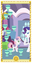 Size: 400x775 | Tagged: safe, artist:janeesper, sweetie belle, g4, cup, female, solo, tarot card, ten of cups, ten of hearts