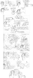 Size: 1235x2867 | Tagged: safe, artist:ackryllis, gypsy (g1), majesty, oc, g1, comic, female, monochrome, traditional art