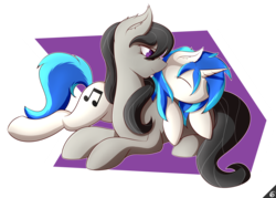 Size: 1600x1145 | Tagged: safe, artist:capseys, dj pon-3, octavia melody, vinyl scratch, g4, sleeping