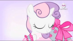 Size: 1920x1080 | Tagged: safe, screencap, sweetie belle, for whom the sweetie belle toils, g4, clothes, female, hub logo, solo