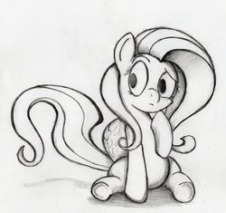 Size: 923x866 | Tagged: safe, artist:otto720, fluttershy, g4, female, monochrome, solo