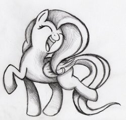 Size: 914x875 | Tagged: safe, artist:huussii, artist:otto720, fluttershy, g4, female, monochrome, solo