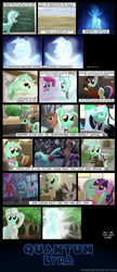 Size: 1100x2550 | Tagged: safe, artist:stinkehund, berry punch, berryshine, bon bon, derpy hooves, lyra heartstrings, pinkie pie, sweetie drops, twilight sparkle, zecora, zebra, g4, clothes, comic, crossover, female, filly, fluffy, kissing, lesbian, quantum leap (tv series), ship:twyra, shipping