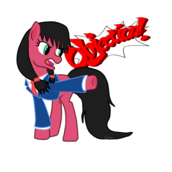 Size: 1024x1024 | Tagged: safe, artist:moekonya, oc, oc only, oc:macdolia, earth pony, pony, ace attorney, crossover, digital art, objection, phoenix wright, simple background, solo, transparent background