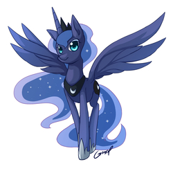 Size: 900x889 | Tagged: safe, artist:grasspainter, princess luna, g4, female, looking at you, simple background, solo