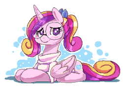 Size: 300x218 | Tagged: safe, artist:ende26, princess cadance, g4, female, glasses, lowres, pixel art, simple background, solo, transparent background