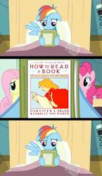 Size: 581x1000 | Tagged: safe, rainbow dash, earth pony, pegasus, pony, g4, book, book cover, exploitable meme, meme, reading rainbow, wat