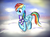 Size: 800x599 | Tagged: safe, artist:milanoss, rainbow dash, g4, clothes, female, scarf, snow, snowfall, solo, winter