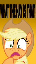 Size: 640x1136 | Tagged: safe, artist:strawberryponyartist, applejack, g4, female, reaction image, solo