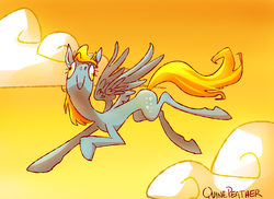 Size: 2221x1616 | Tagged: safe, artist:quinepeather, derpy hooves, pegasus, pony, g4, female, flying, mare, solo