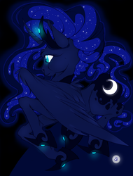 Size: 649x853 | Tagged: safe, artist:g0lden-anch0r, princess luna, g4, dark, female, glowing, solo