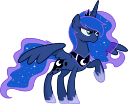 Size: 4000x3265 | Tagged: safe, artist:godoffury, princess luna, g4, angry, bed hair, female, raised hoof, simple background, solo