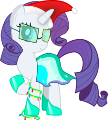 Size: 2452x2752 | Tagged: safe, artist:holy-pretty-pony, rarity, g4, christmas lights, female, hat, high res, santa hat, solo