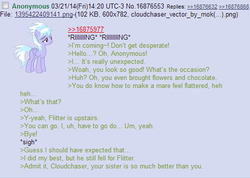 Size: 498x354 | Tagged: safe, cloudchaser, flitter, g4, /mlp/, 4chan, 4chan screencap, anon in equestria, rejection is magic, text