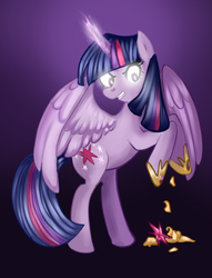 Size: 487x637 | Tagged: safe, artist:themisdolorous, twilight sparkle, alicorn, pony, g4, angry, crown, female, glowing eyes, jewelry, mare, regalia, solo, twilight sparkle (alicorn)