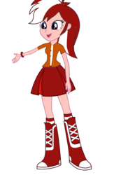 Size: 721x1107 | Tagged: safe, artist:fire-d-brony540, oc, oc only, oc:dera, equestria girls, g4, boots, clothes, equestria girls oc, equestria girls-ified, high heel boots, jacket, recolor, shirt, shoes, skirt, socks, socks swap, solo, vest