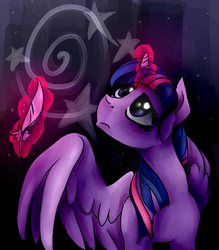 Size: 855x974 | Tagged: safe, artist:chromaflow, star swirl the bearded, twilight sparkle, alicorn, pony, g4, cutie mark, female, magic, mare, quill, solo, twilight sparkle (alicorn)