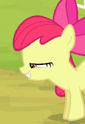 Size: 329x478 | Tagged: safe, screencap, apple bloom, pony, g4, season 4, somepony to watch over me, animated, cropped, female, filly, happy, invisible stallion, out of context, solo