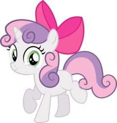 Size: 5704x6000 | Tagged: safe, artist:medio-cre, sweetie belle, pony, g4, somepony to watch over me, absurd resolution, accessory theft, apple bloom's bow, bow, cute, diasweetes, female, hair bow, hnnng, simple background, solo, transparent background, vector