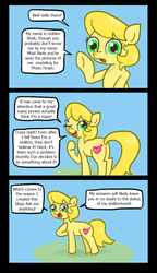 Size: 640x1110 | Tagged: safe, artist:ficficponyfic, oc, oc only, oc:golden brisk, askgoldenbrisk, dude looks like a lady, tumblr