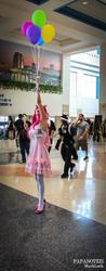 Size: 806x2048 | Tagged: safe, pinkie pie, human, g4, balloon, clothes, cosplay, dress, irl, irl human, photo