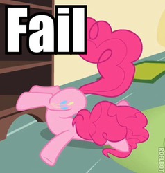 Size: 329x345 | Tagged: safe, edit, edited screencap, screencap, pinkie pie, g4, my little pony: friendship is magic, secret of my excess, faceplant, fail, female, image macro, meme, solo