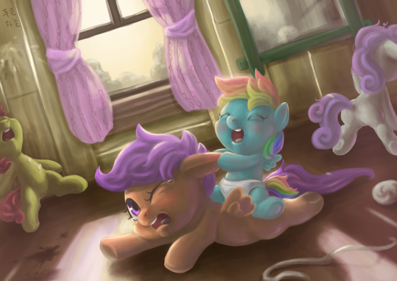 artist:mrs1989, apple bloom, rainbow dash, scootaloo, sweetie belle, pony, ...