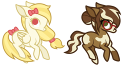 Size: 900x475 | Tagged: safe, artist:ivyhaze, oc, oc only, earth pony, pegasus, pony, bow, bun, female, glasses, mare, solo