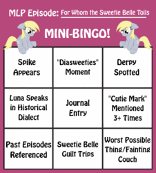 Size: 461x510 | Tagged: safe, derpy hooves, pegasus, pony, for whom the sweetie belle toils, g4, bingo, mini-bingo, sitting