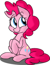 Size: 1160x1499 | Tagged: safe, artist:strangiesleepy, pinkie pie, g4, cute, diapinkes, female, simple background, sitting, smiling, solo, transparent background