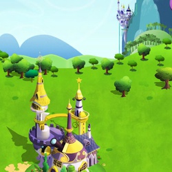 Size: 524x524 | Tagged: safe, gameloft, screencap, g4, canterlot, canterlot castle, castle, gameloft shenanigans, observatory, telescope