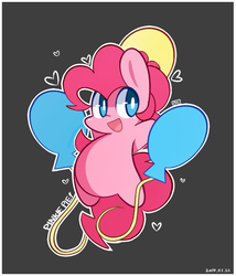 Size: 590x690 | Tagged: safe, artist:php56, pinkie pie, earth pony, pony, g4, balloon, chibi, cutie mark, female, mare, open mouth, open smile, pinkie pie's cutie mark, signature, smiling, solo