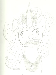 Size: 1557x2093 | Tagged: safe, artist:astronomus, princess luna, g4, female, monochrome, solo